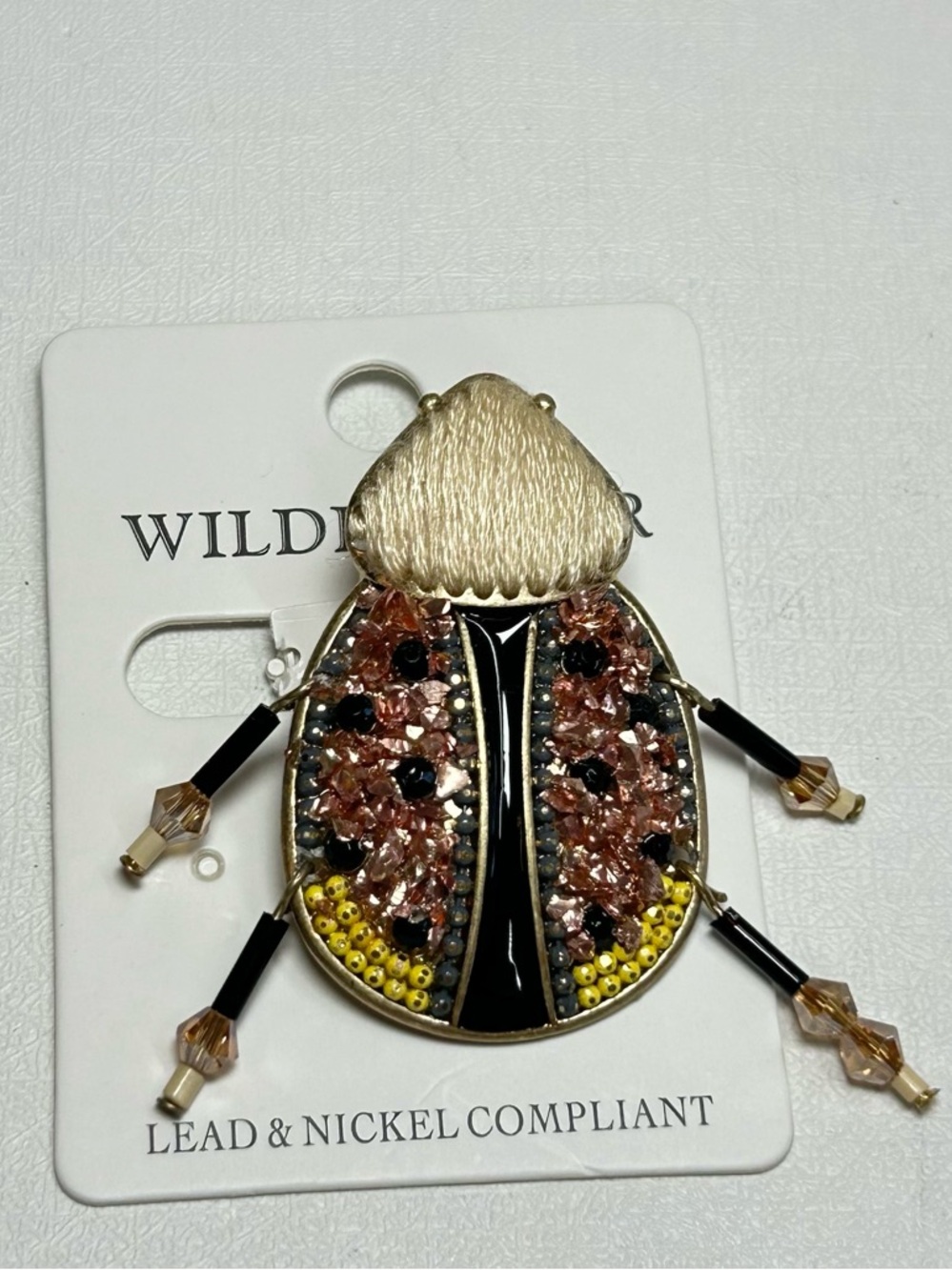 Beetle Articulated Beaded Enameled Insect broach Vintage Inspired Whimsy